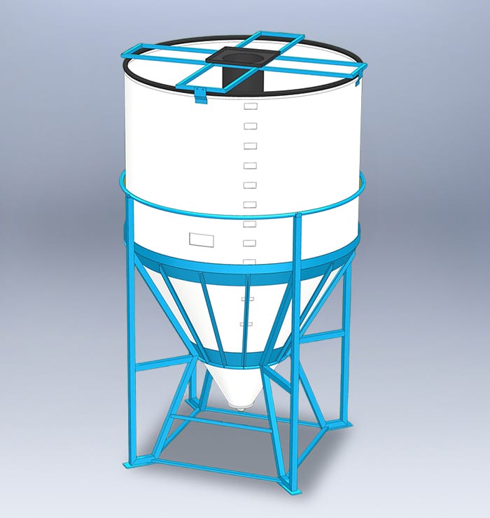 Absetztank mit Zulaufrohr in der Mitte
