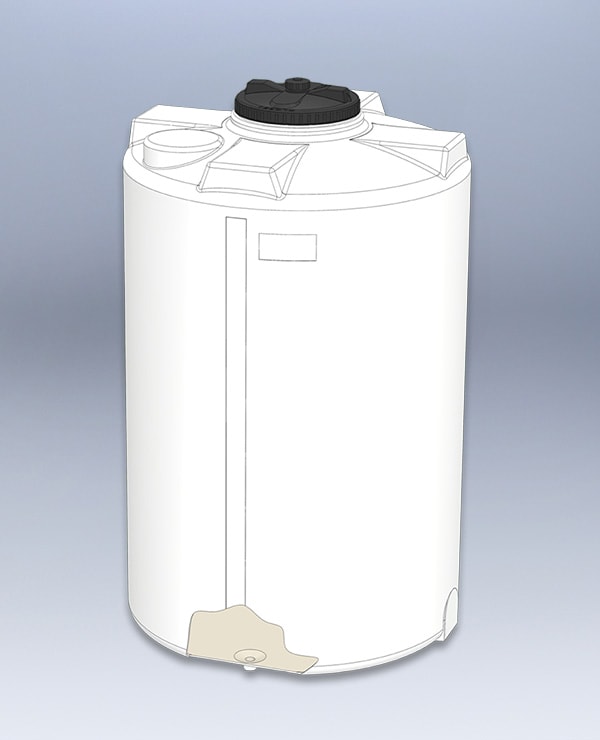 Flacher Tank mit Totalentleerung Flacher Tank mit Totalentleerung