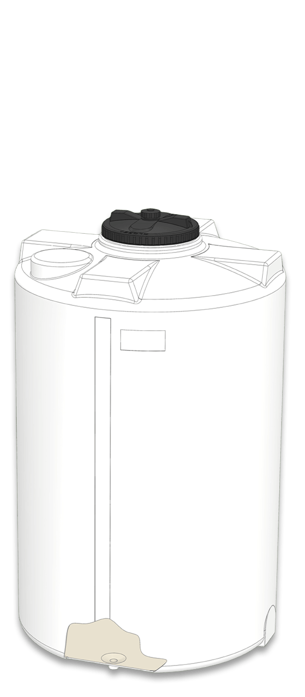 Flacher Tank mit Totalentleerung Flacher Tank mit Totalentleerung